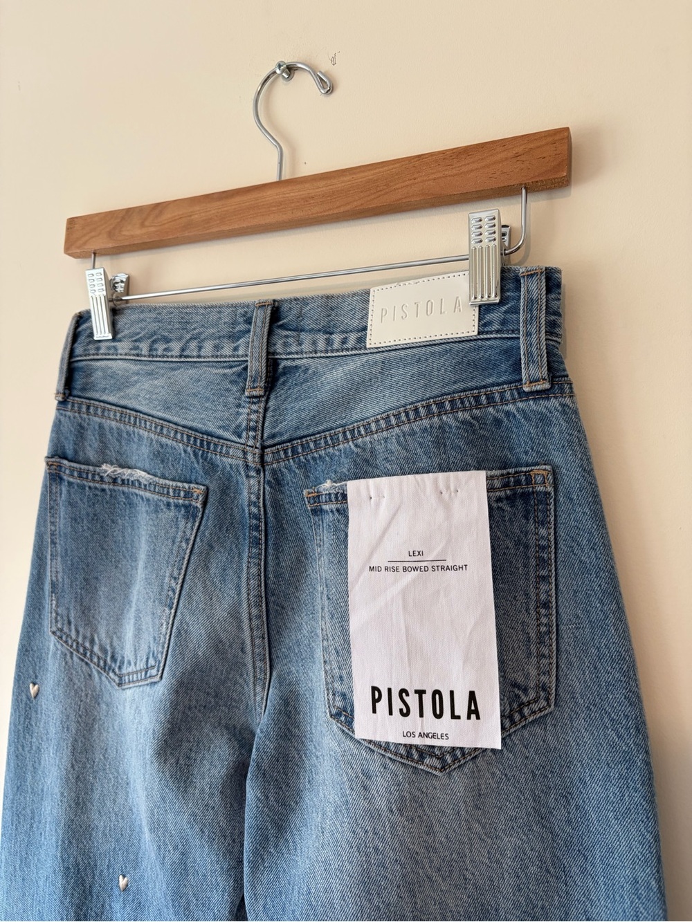 PISTOLA LEXI MID RISE BOWED STRAIGHT JEAN - CONFETTI VINTAGE - Picture 14 of 15